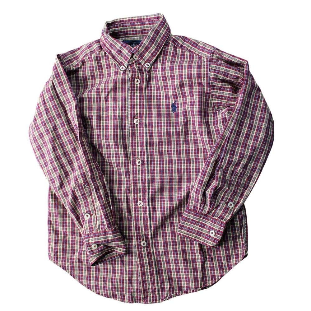 Ralph Lauren Polo Plaid Check Blue Label Button Down Long Sleeve Shirt Size 5